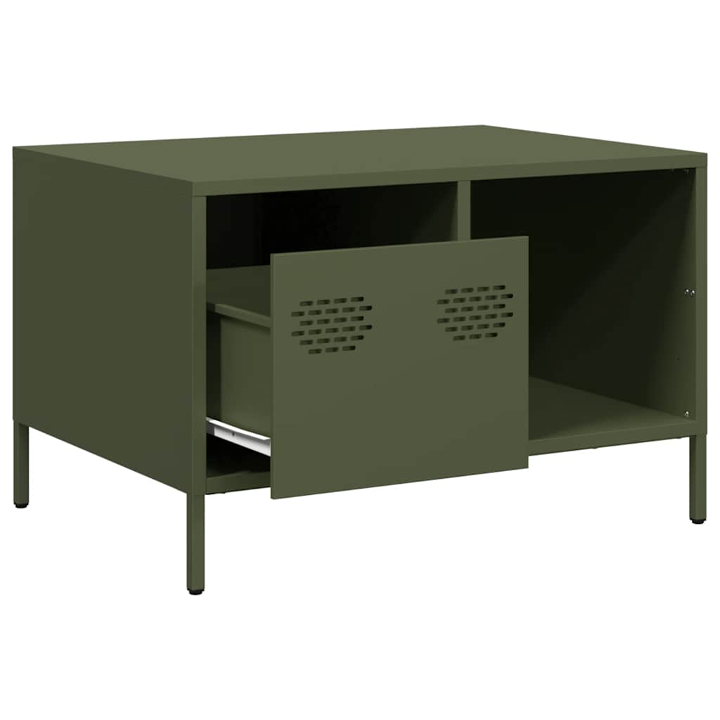 vidaXL Coffee Table Olive Green 68.5x50x43.5 cm Cold-rolled Steel