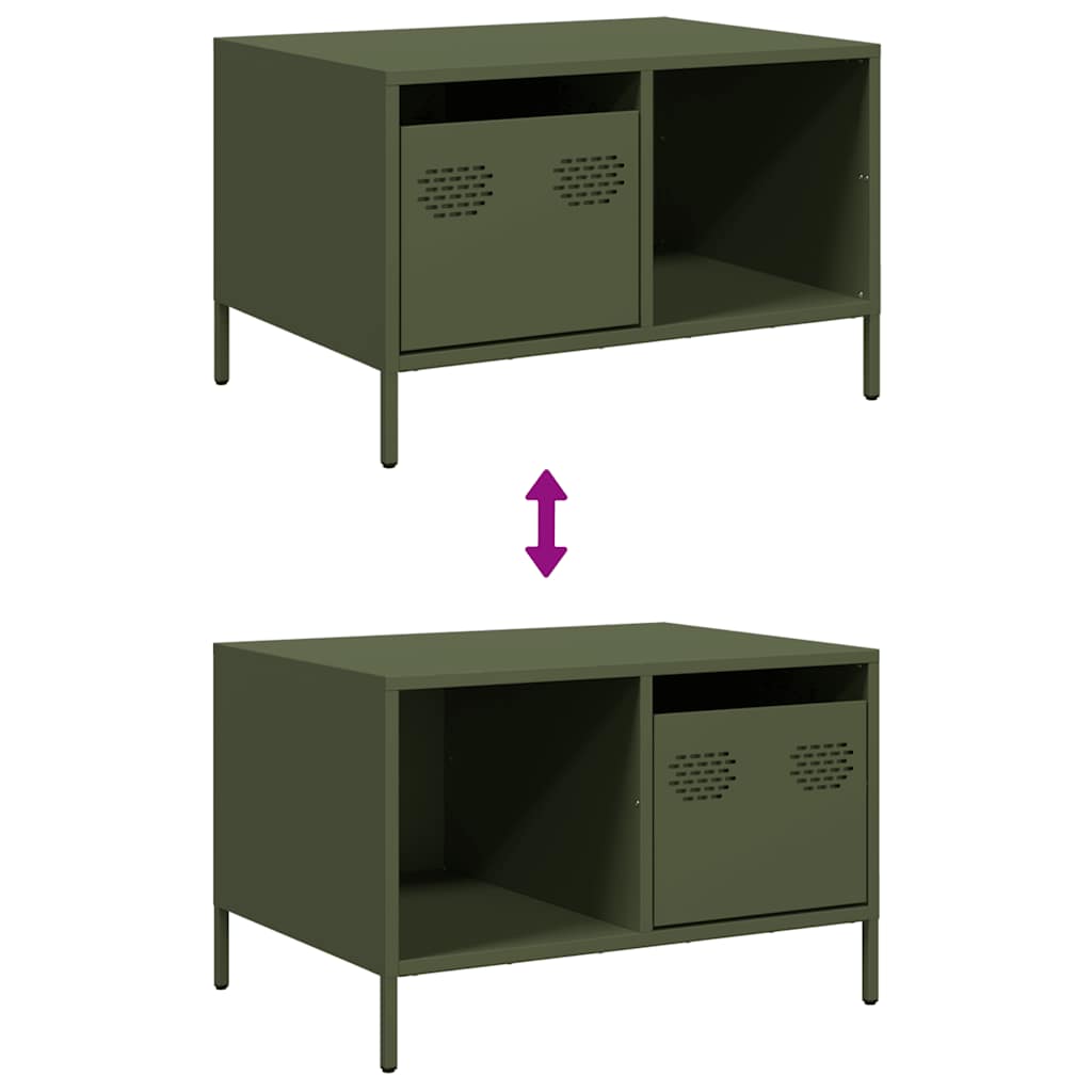 vidaXL Coffee Table Olive Green 68.5x50x43.5 cm Cold-rolled Steel