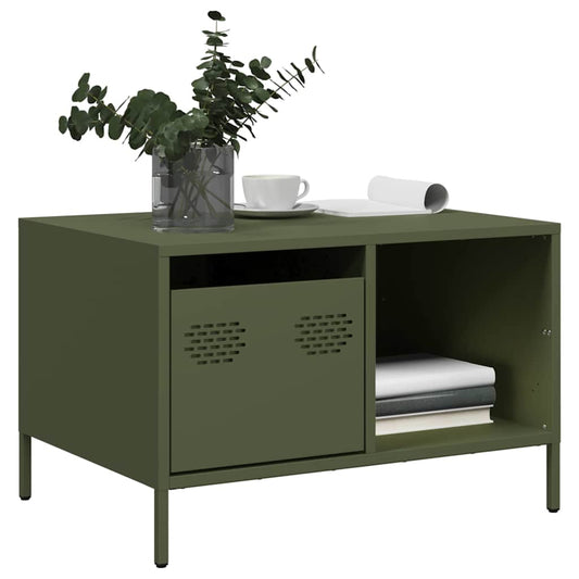 vidaXL Coffee Table Olive Green 68.5x50x43.5 cm Cold-rolled Steel
