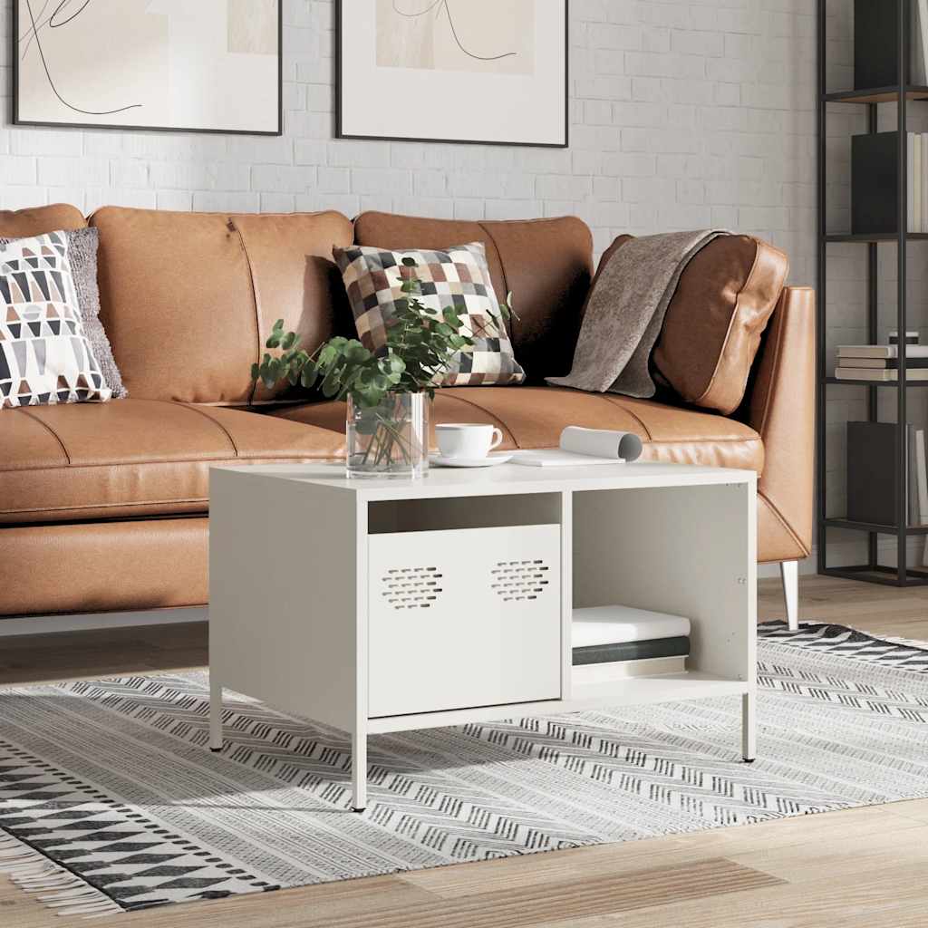 vidaXL Coffee Table White 68.5x50x43.5 cm Cold-rolled Steel