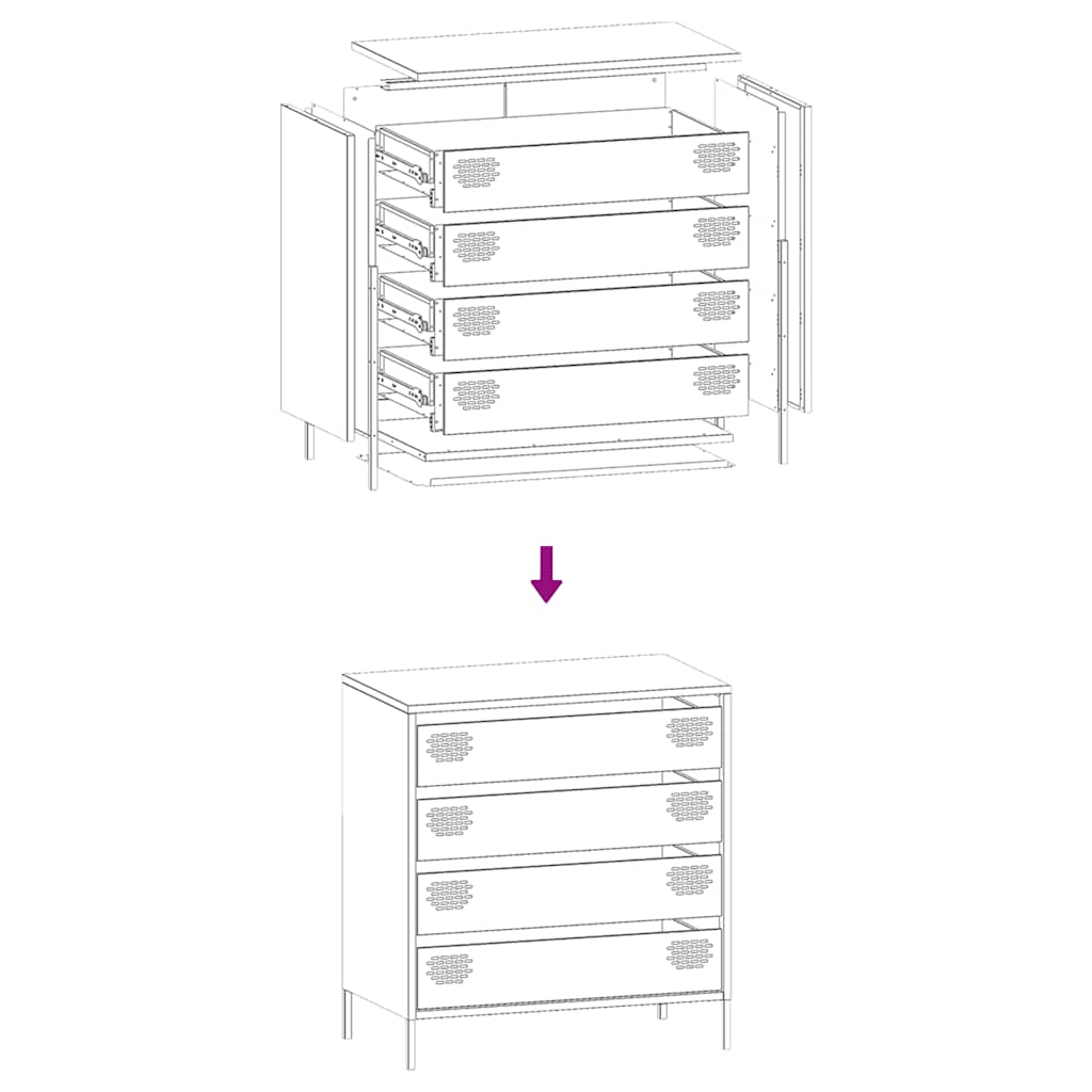 vidaXL Sideboard Black 68x39x73,5 cm Cold-rolled Steel