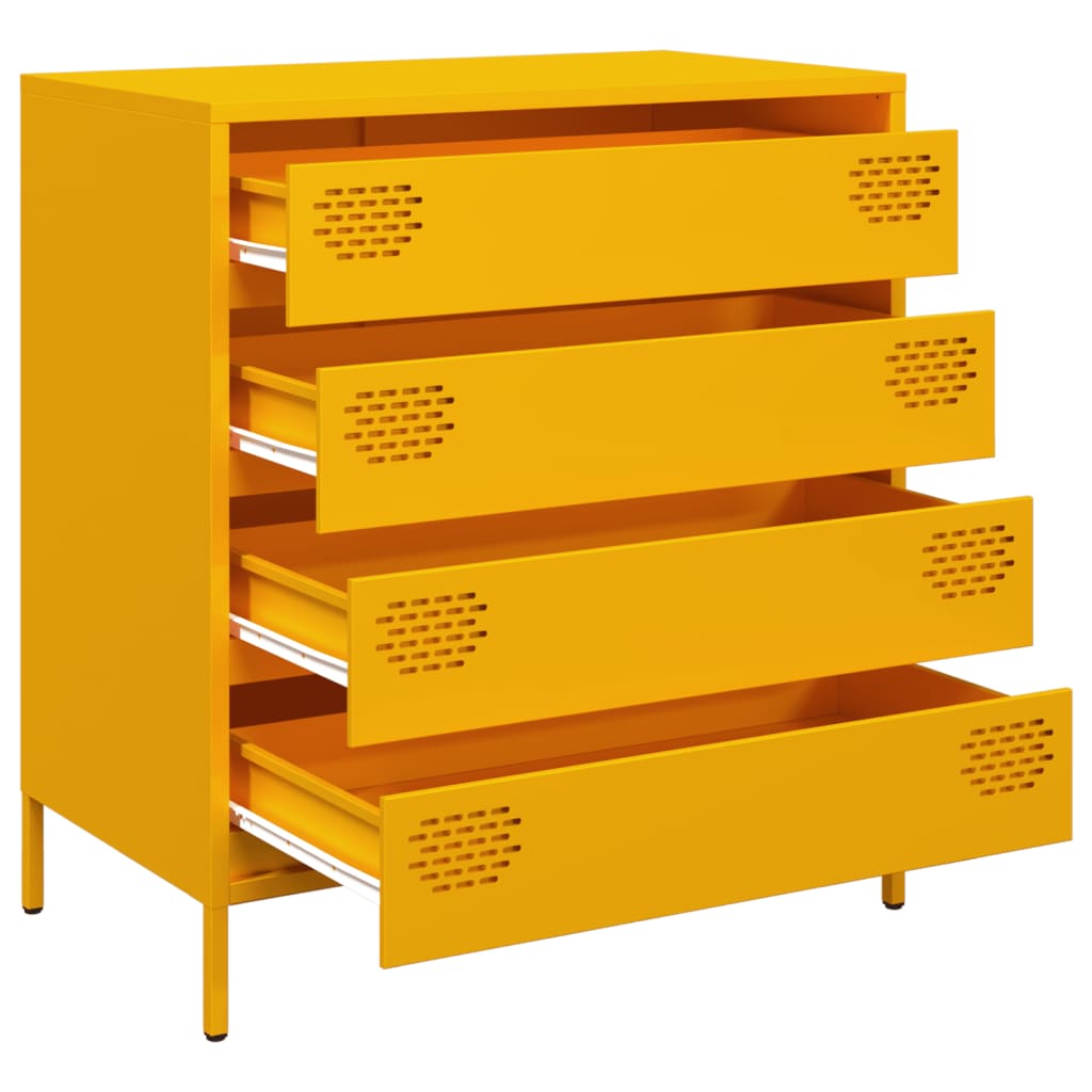 vidaXL Sideboard Mustard Yellow 68x39x73,5 cm Cold-rolled Steel