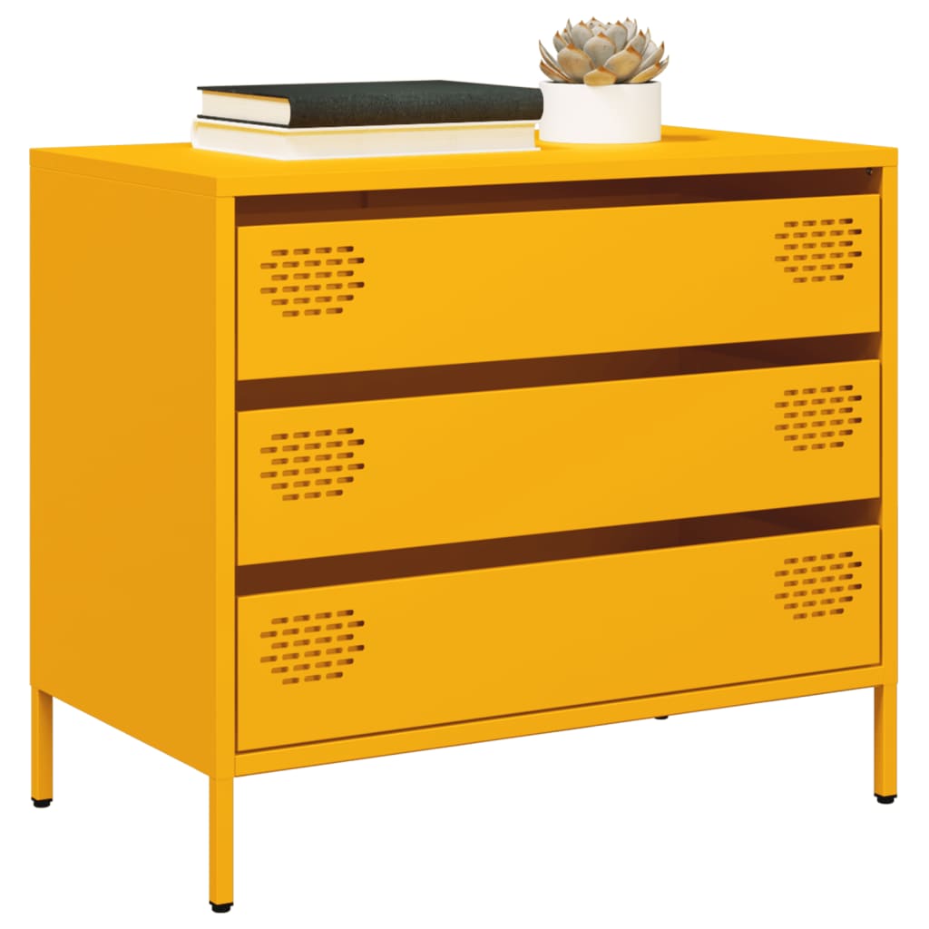 vidaXL Sideboard Mustard Yellow 68x39x58,5 cm Cold-rolled Steel