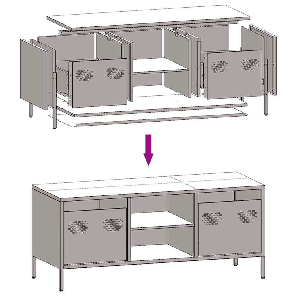 vidaXL TV Cabinet Pink 101.5x39x43.5 cm Cold-rolled Steel