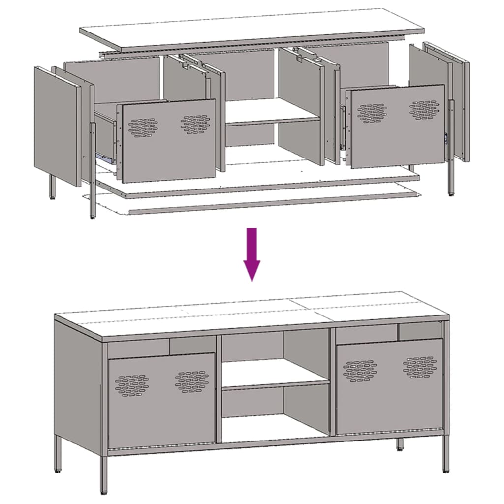 vidaXL TV Cabinet Anthracite 101.5x39x43.5 cm Cold-rolled Steel