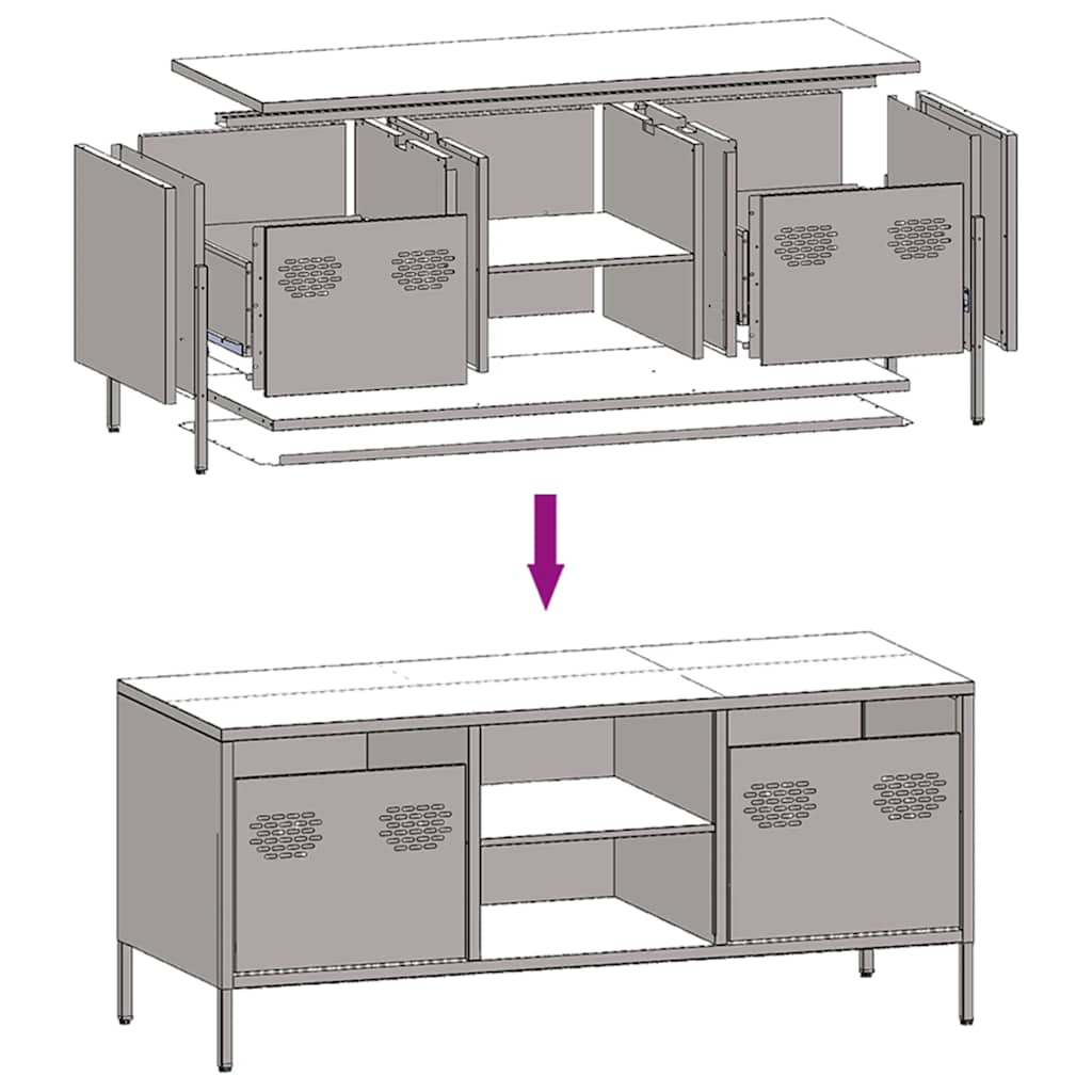 vidaXL TV Cabinet White 101.5x39x43.5 cm Cold-rolled Steel