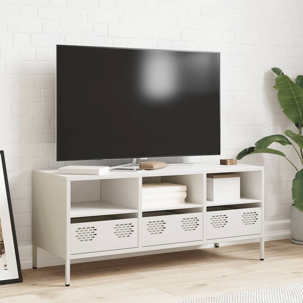 vidaXL TV Cabinet White 101,5x39x43,5 cm Cold-rolled Steel