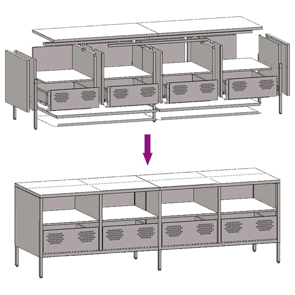 vidaXL TV Cabinet Pink 135x39x43.5 cm Cold-rolled Steel