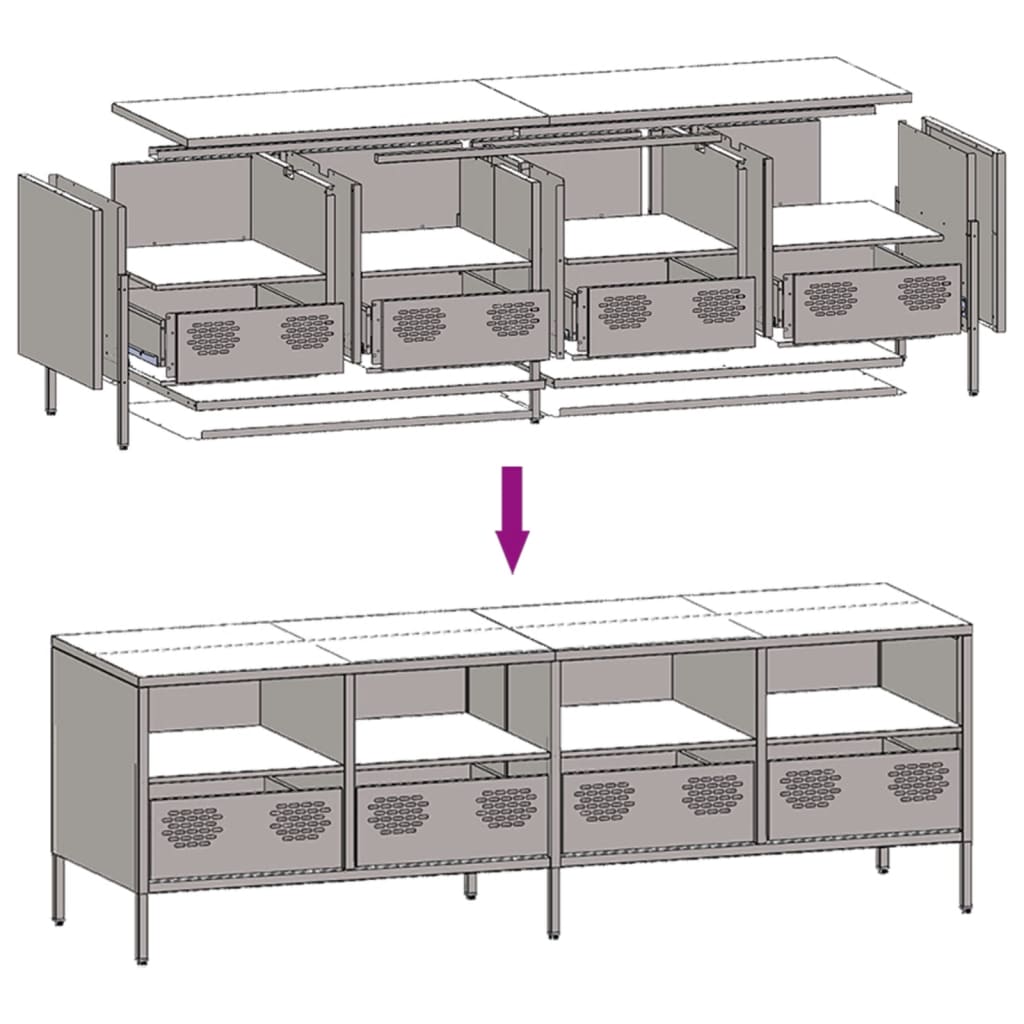 vidaXL TV Cabinet Anthracite 135x39x43.5 cm Cold-rolled Steel