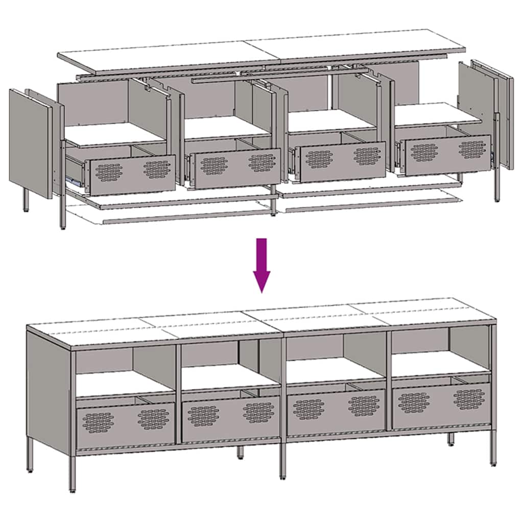vidaXL TV Cabinet White 135x39x43.5 cm Cold-rolled Steel