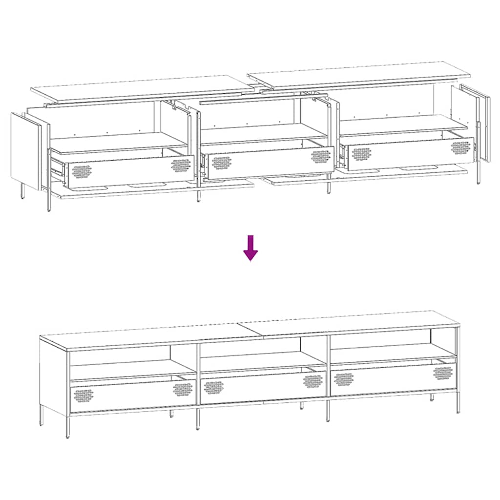 vidaXL TV Cabinet Pink 202x39x43.5 cm Cold-rolled Steel