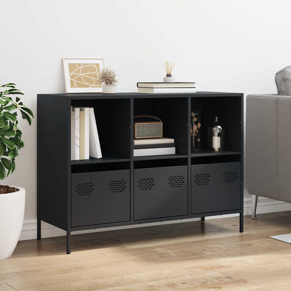 vidaXL Sideboard Black 101,5x39x73,5 cm Cold-rolled Steel