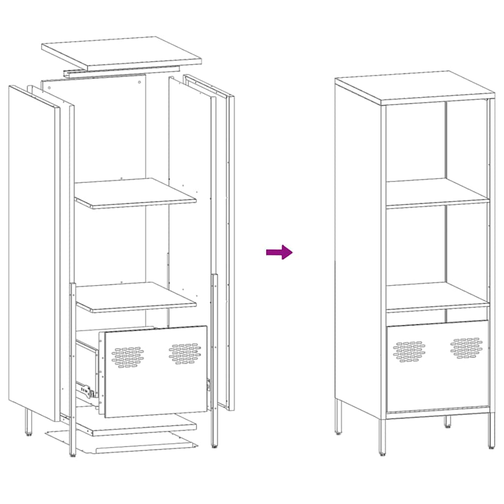 vidaXL Highboard Pink 35x39x103,5 cm Steel