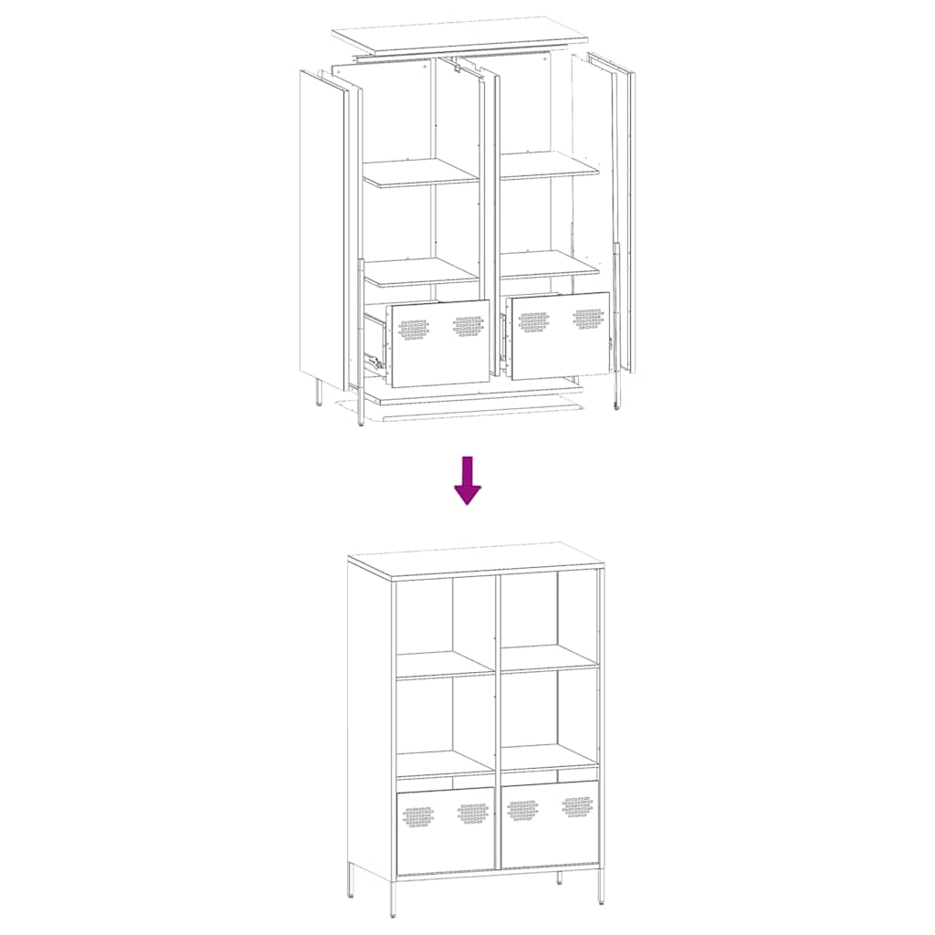 vidaXL Highboard Black 68x39x103,5 cm Steel