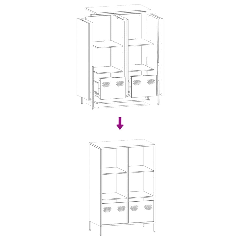 vidaXL Highboard Anthracite 68x39x103,5 cm Steel