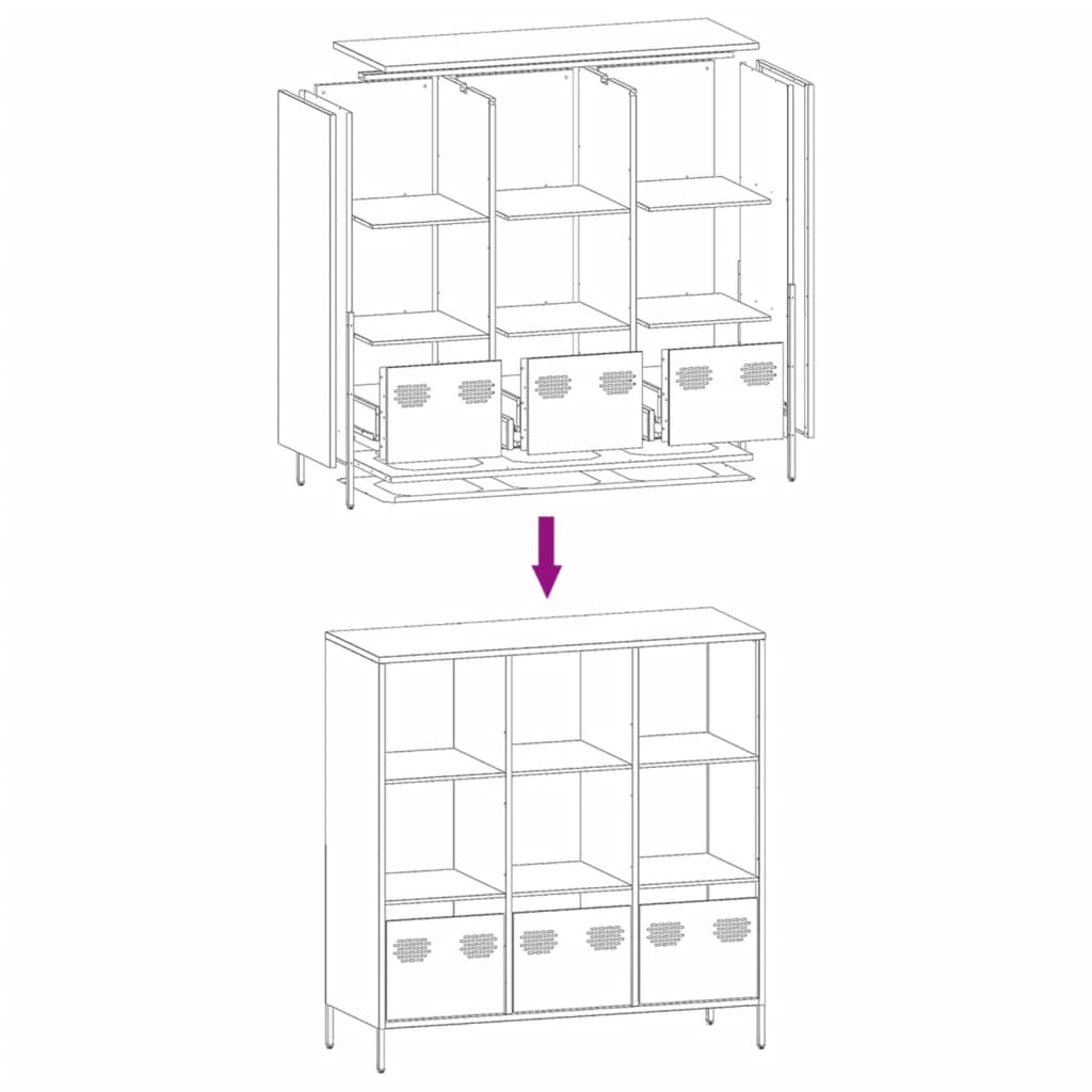 vidaXL Highboard Anthracite 101,5x39x103,5 cm Steel