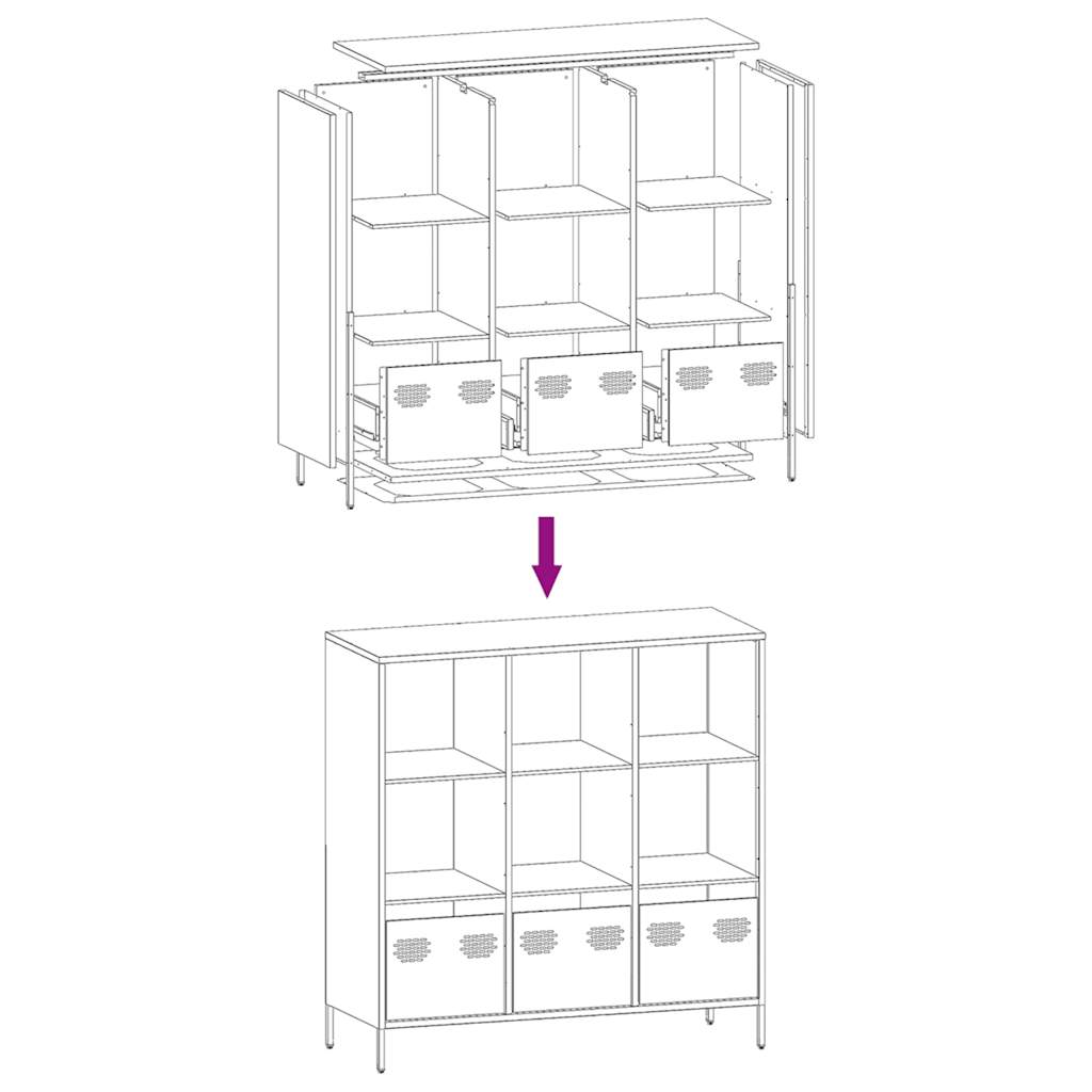 vidaXL Highboard White 101,5x39x103,5 cm Steel