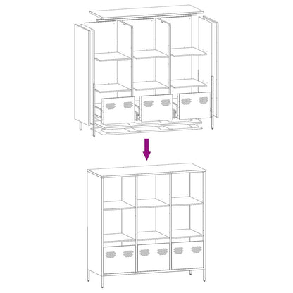 vidaXL Highboard White 101,5x39x103,5 cm Steel
