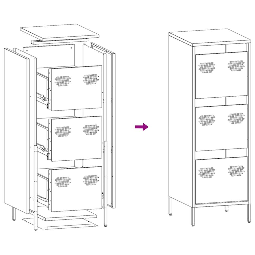 vidaXL Highboard Pink 39x35x103,5 cm Steel