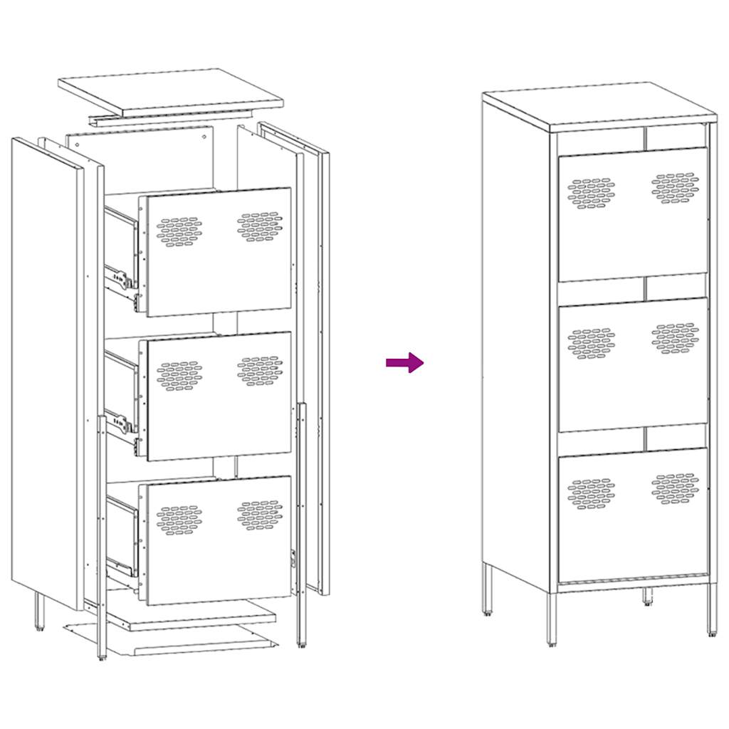 vidaXL Highboard Anthracite 39x35x103,5 cm Steel