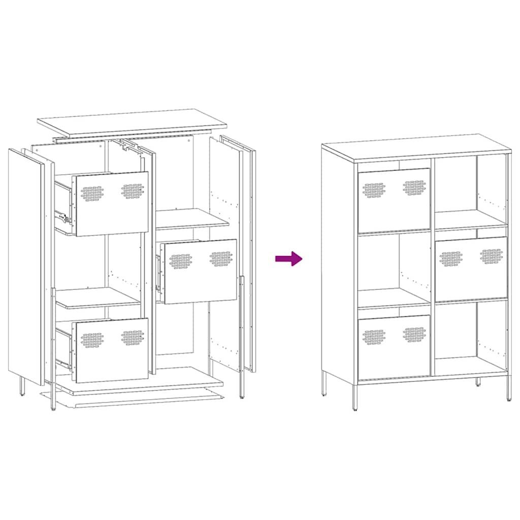 vidaXL Highboard Black 68x39x103,5 cm Steel