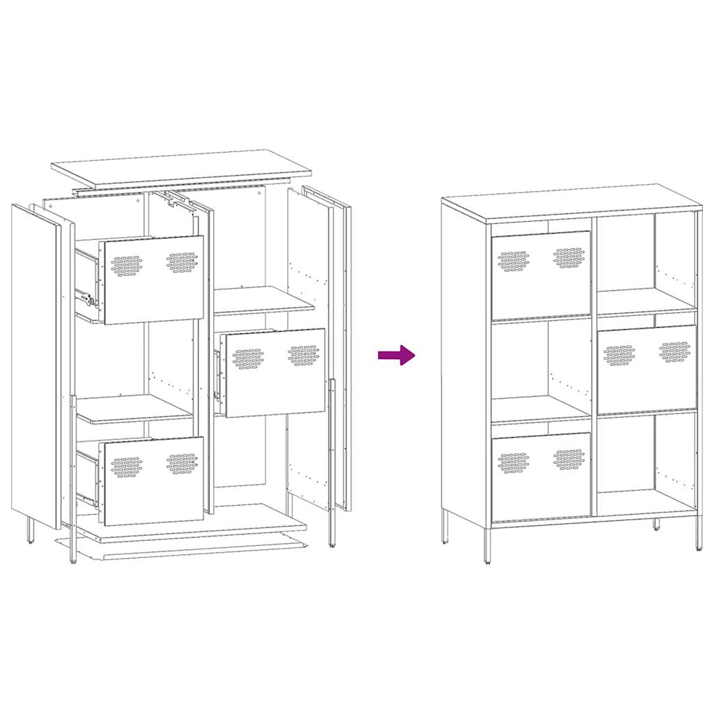 vidaXL Highboard Anthracite 68x39x103,5 cm Steel