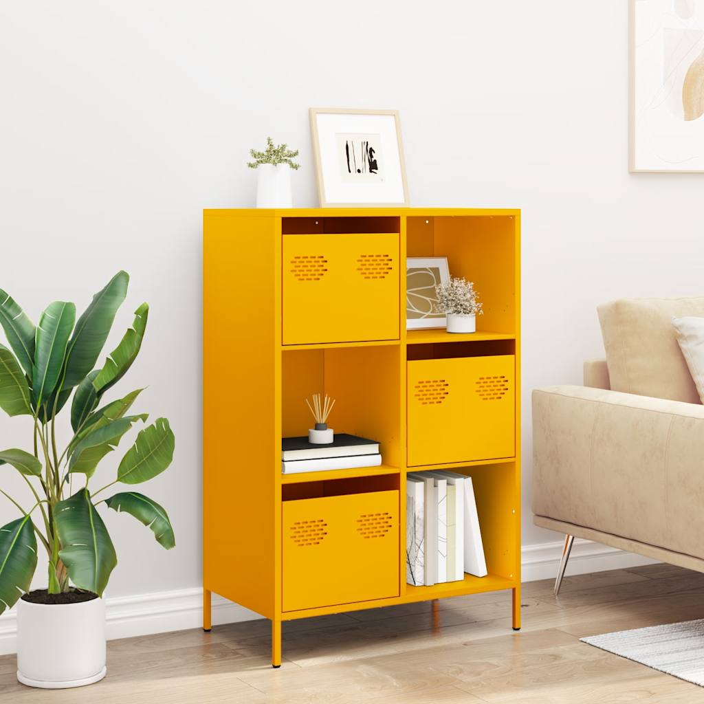 vidaXL Highboard Mustard Yellow 68x39x103,5 cm Steel
