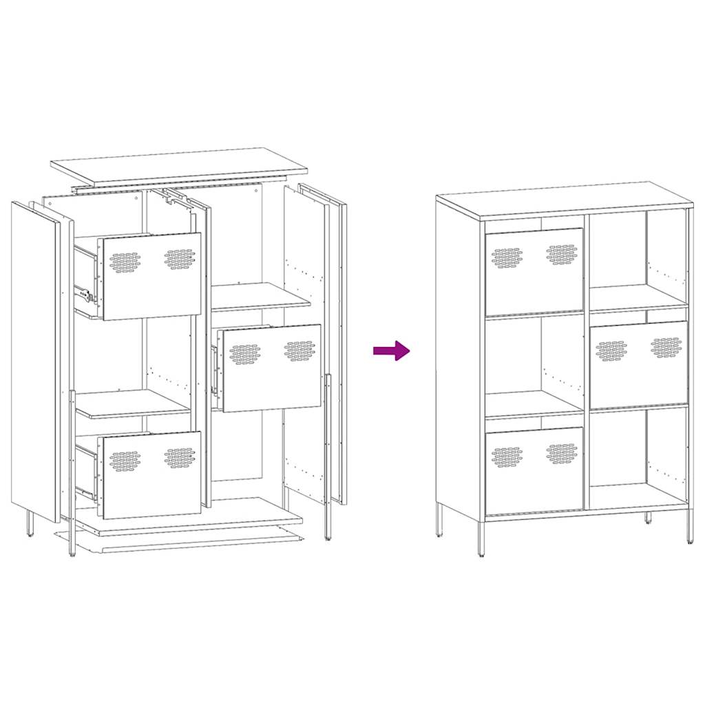 vidaXL Highboard White 68x39x103,5 cm Steel