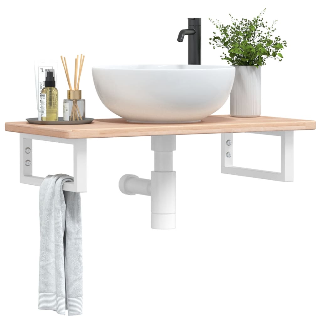 vidaXL Basin Shelf Wall Mounted Steel and Solid Wood Oak