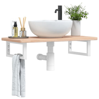 vidaXL Basin Shelf Wall Mounted Steel and Solid Wood Oak