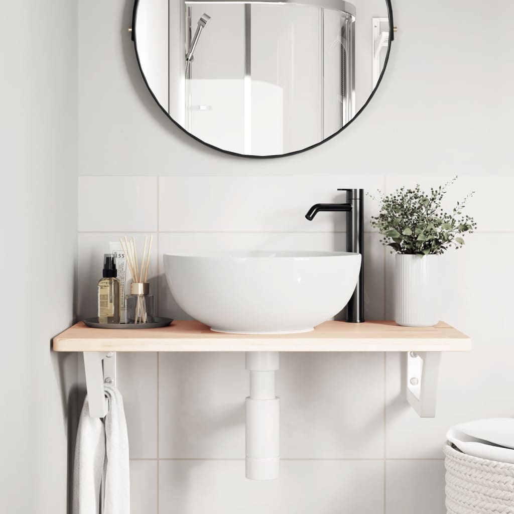 vidaXL Basin Shelf Wall Mounted Steel and Solid Wood Oak