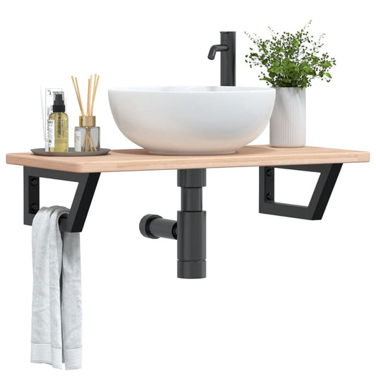 vidaXL Basin Shelf Wall Mounted Steel and Solid Wood Oak