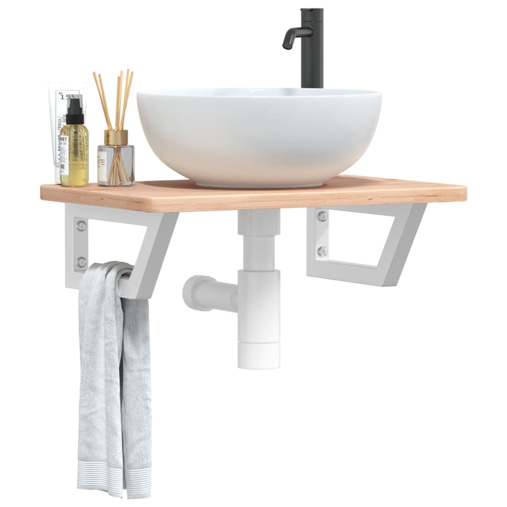vidaXL Basin Shelf Wall Mounted Steel and Solid Wood Oak