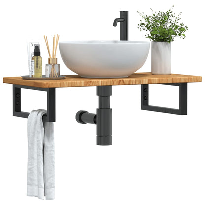 vidaXL Basin Shelf Wall Mounted Steel and Solid Wood Oak