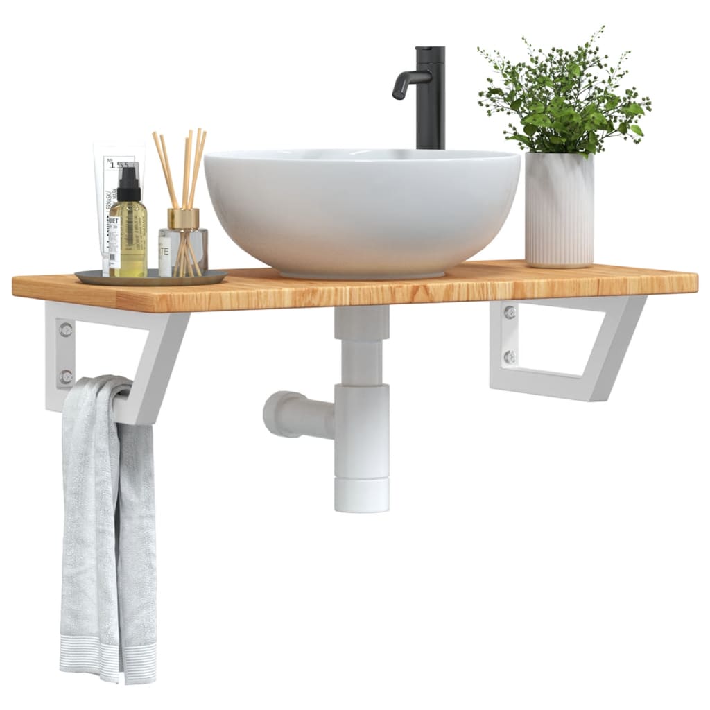 vidaXL Basin Shelf Wall Mounted Steel and Solid Wood Oak