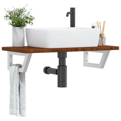 vidaXL Basin Shelf Wall Mounted Steel and Solid Wood Oak