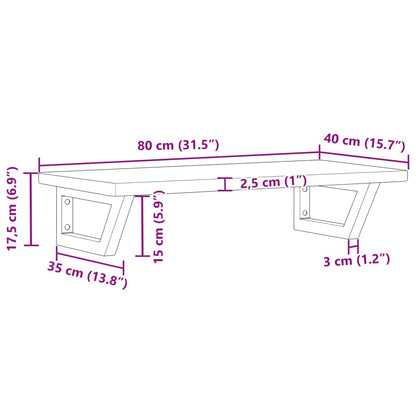 vidaXL Basin Shelf Wall Mounted Steel and Solid Wood Oak