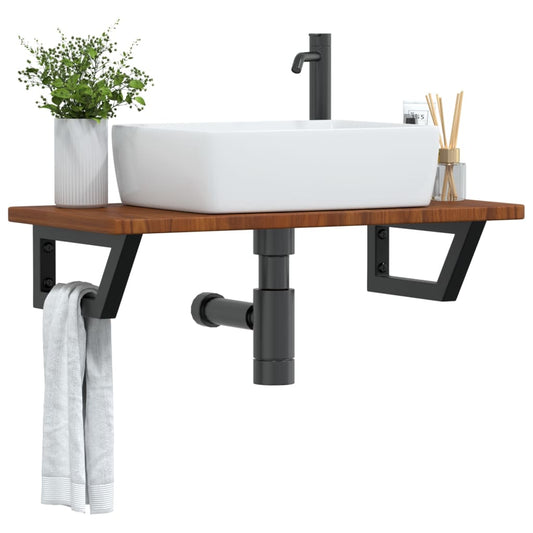 vidaXL Basin Shelf Wall Mounted Steel and Solid Wood Oak