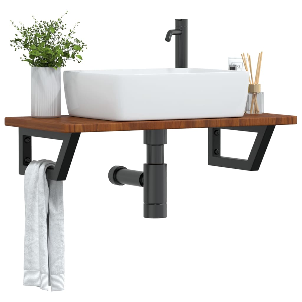 vidaXL Basin Shelf Wall Mounted Steel and Solid Wood Oak