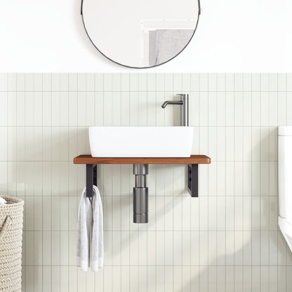 vidaXL Basin Shelf Wall Mounted Steel and Solid Wood Oak