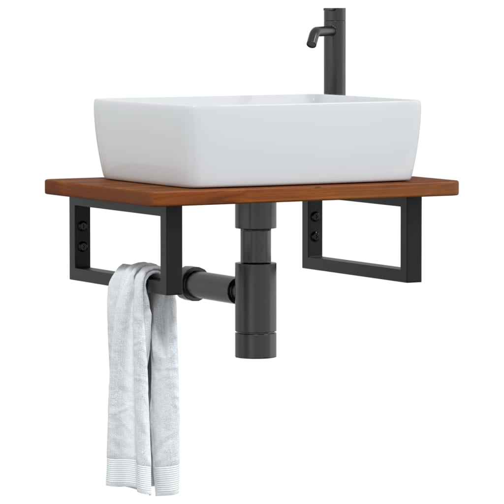 vidaXL Basin Shelf Wall Mounted Steel and Solid Wood Oak
