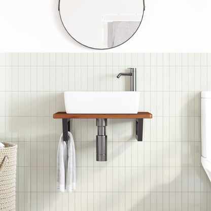 vidaXL Basin Shelf Wall Mounted Steel and Solid Wood Oak