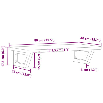 vidaXL Basin Shelf Wall Mounted Steel and Solid Wood Beech