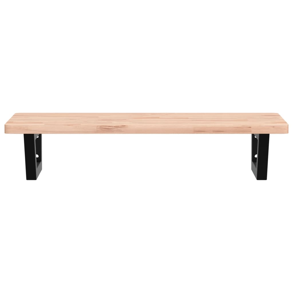 vidaXL Basin Shelf Wall Mounted Steel and Solid Wood Beech
