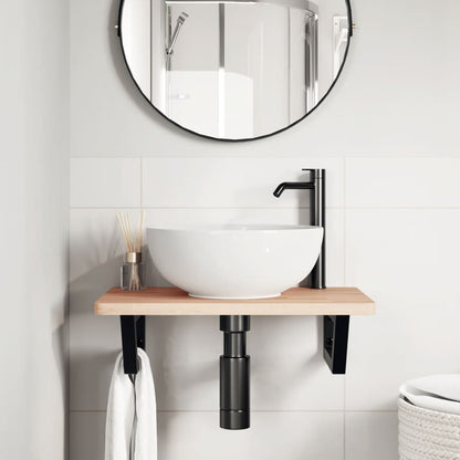 vidaXL Basin Shelf Wall Mounted Steel and Solid Wood Beech