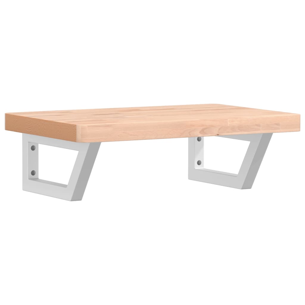 vidaXL Basin Shelf Wall Mounted Steel and Solid Wood Beech