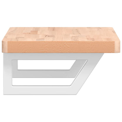 vidaXL Basin Shelf Wall Mounted Steel and Solid Wood Beech