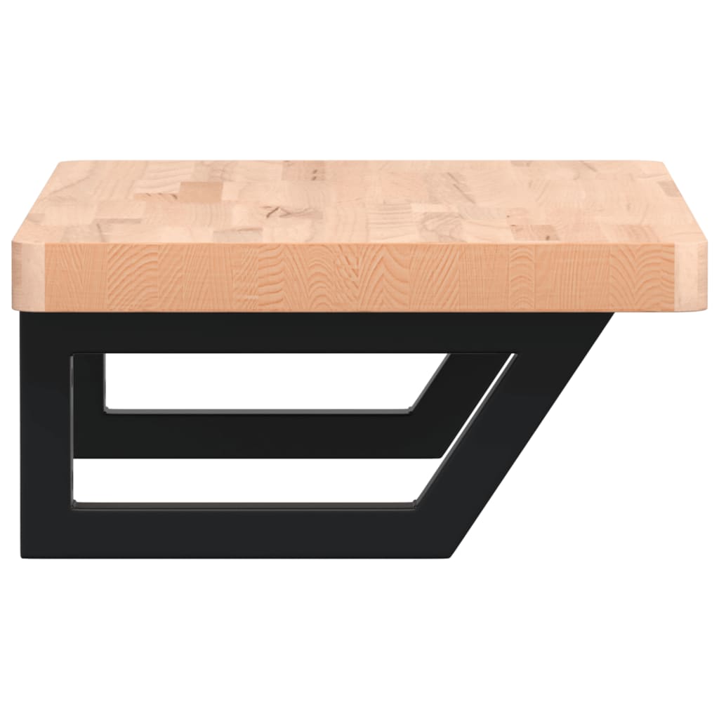 vidaXL Basin Shelf Wall Mounted Steel and Solid Wood Beech