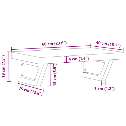 vidaXL Basin Shelf Wall Mounted Steel and Solid Wood Beech