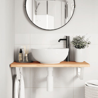 vidaXL Basin Shelf Wall Mounted Steel and Solid Wood Beech